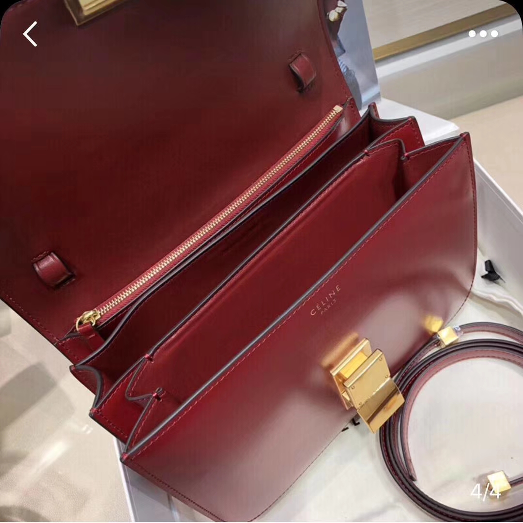 Celine 思琳Box 豆腐包 复古红 金扣 ZP拆版 专柜品质 识货来