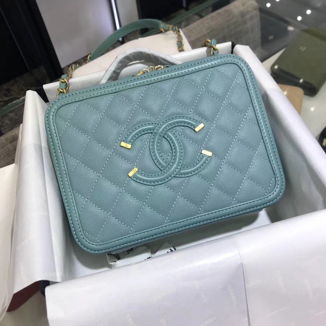 Chanel 香奈儿 化妆包 薄荷绿  21cm 现货 金色五金