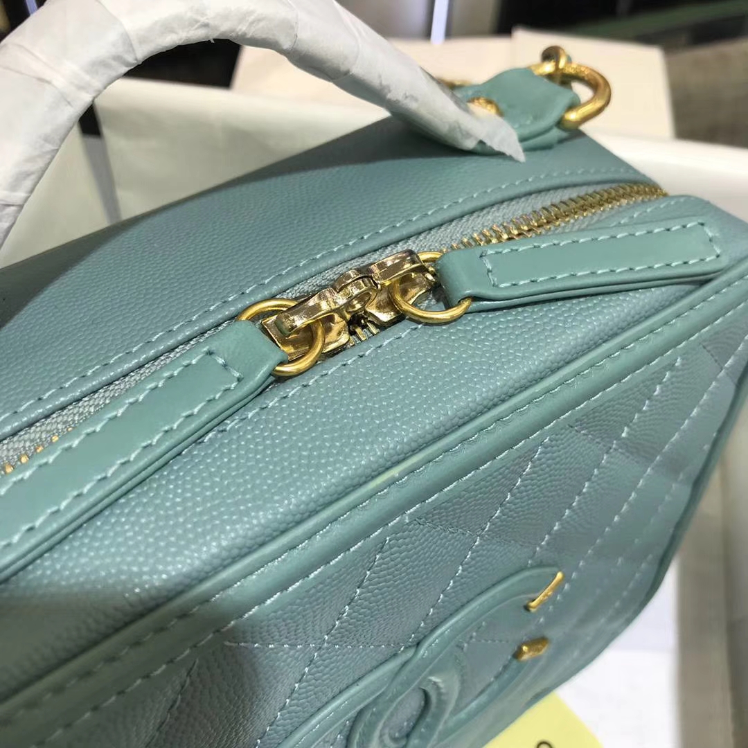 Chanel 香奈儿 化妆包 薄荷绿  21cm 现货 金色五金
