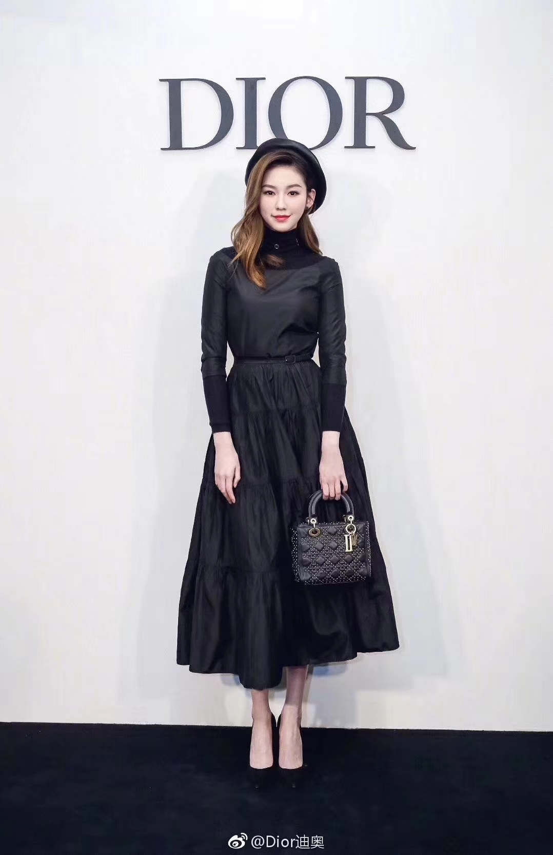 Dior 迪奥 三格 17cm 黑色 复古风牛皮铆钉包
