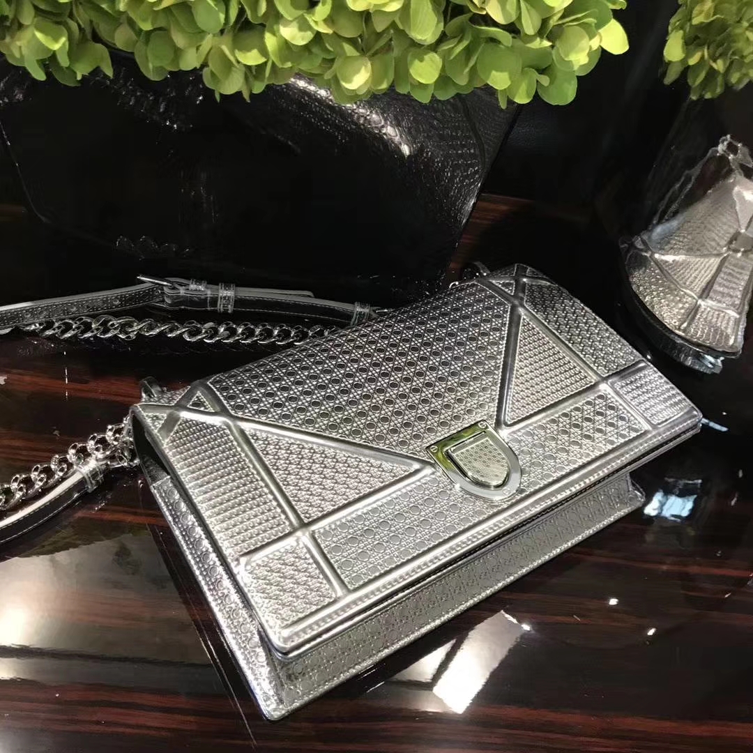 Dior 迪奥 销量主力军 腾格纹金属银 小手提包 DIORAMA