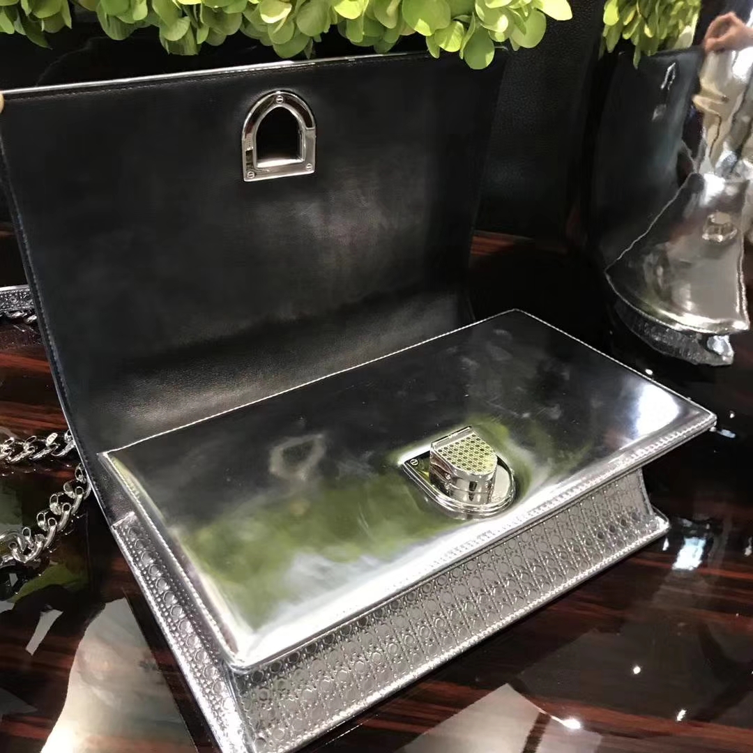 Dior 迪奥 销量主力军 腾格纹金属银 小手提包 DIORAMA