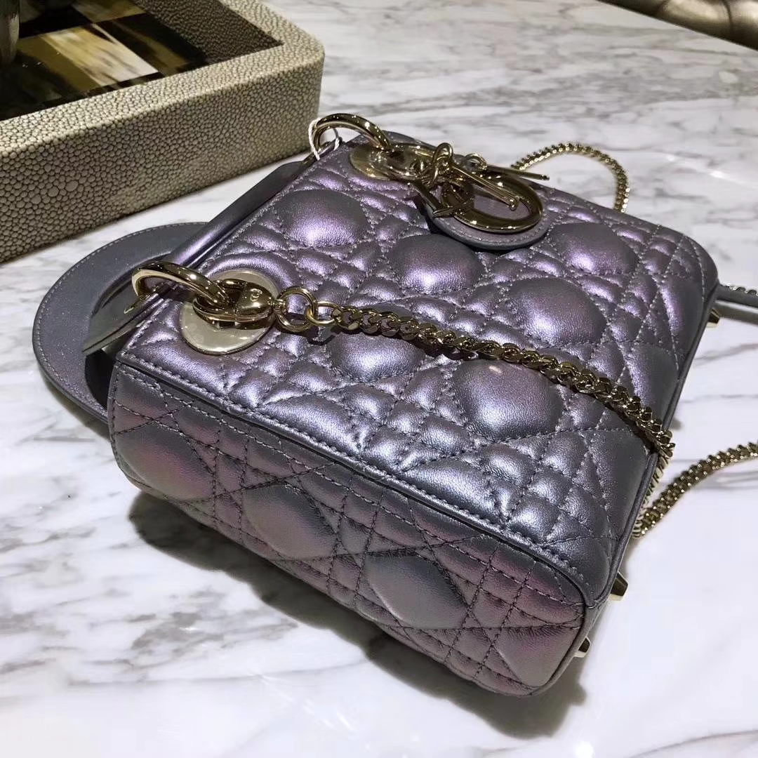 Dior 迪奥 戴妃包 Lady Dior mini 羊皮幻彩色