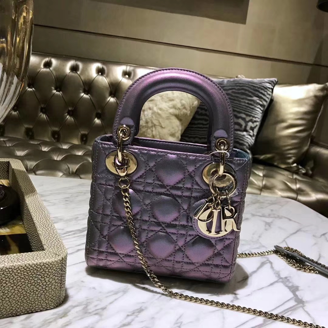 Dior 迪奥 戴妃包 Lady Dior mini 羊皮幻彩色