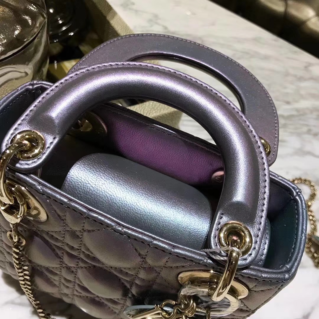 Dior 迪奥 戴妃包 Lady Dior mini 羊皮幻彩色