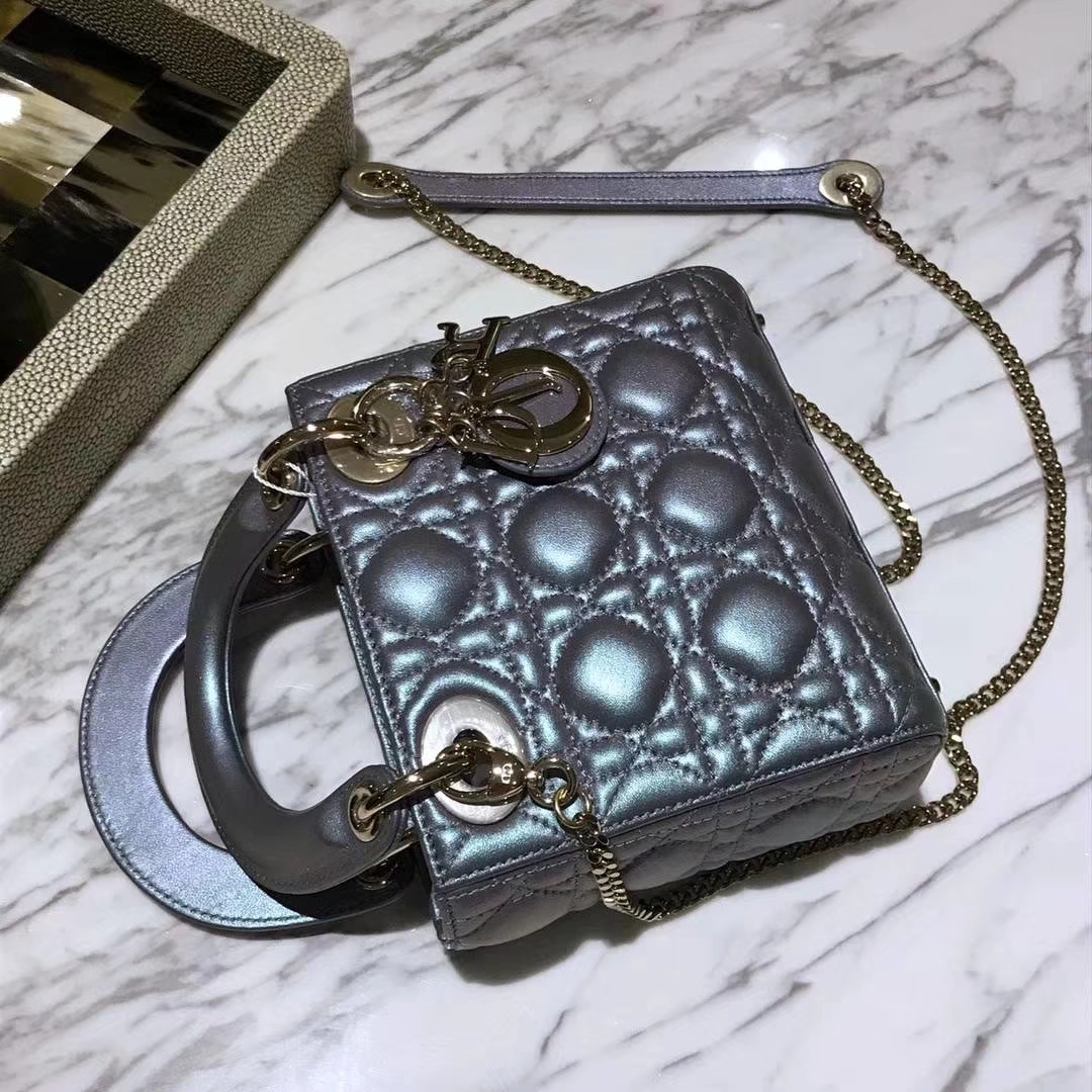 Dior 迪奥 戴妃包 Lady Dior mini 羊皮幻彩色
