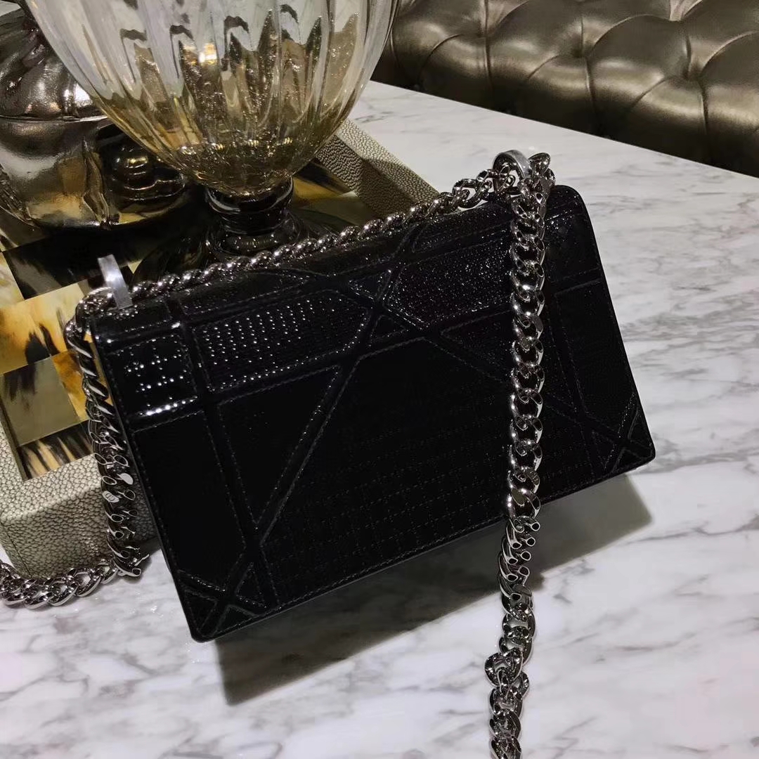 Dior 迪奥 腾格纹 漆皮 黑色 21cm/25cm DIORAMA