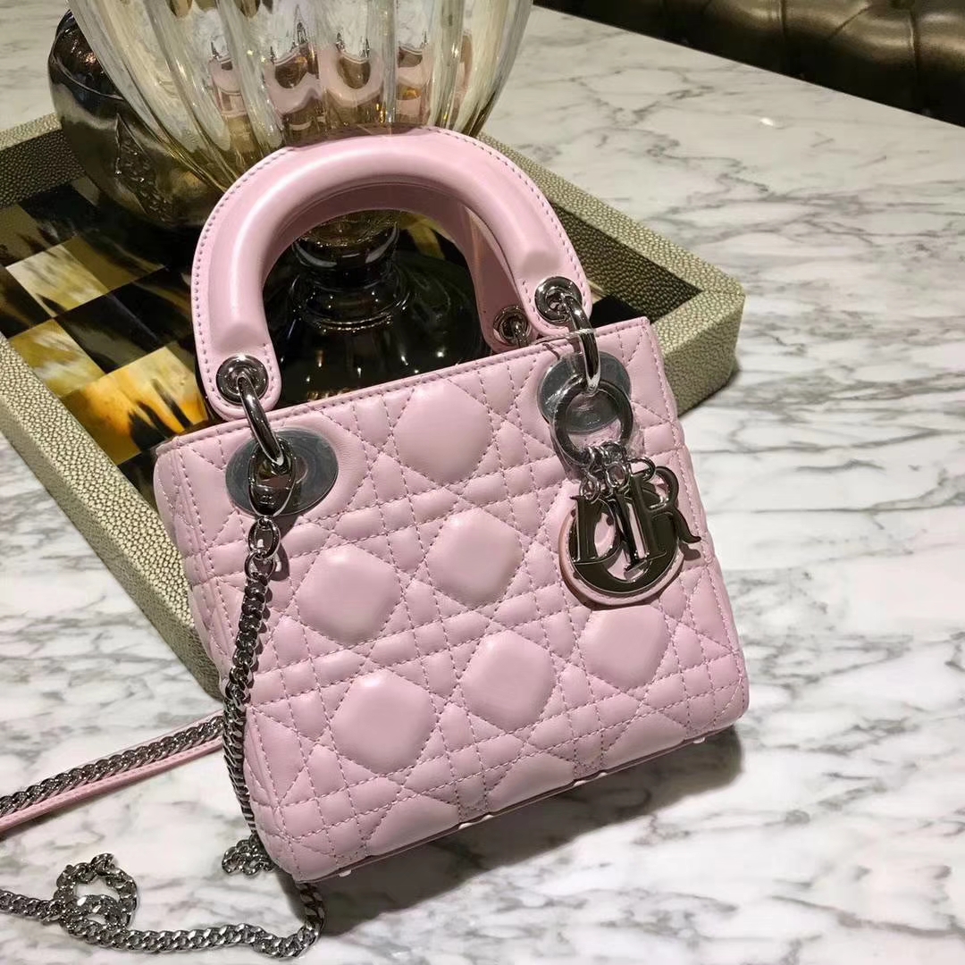Dior 迪奥 戴妃包 Lady Dior mini 羊皮公主粉