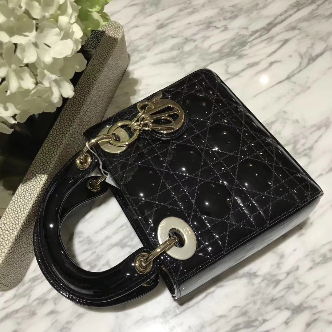 Dior 迪奥 mini 漆皮 戴妃包 Lady Dior 完美 ZP打版 黑色