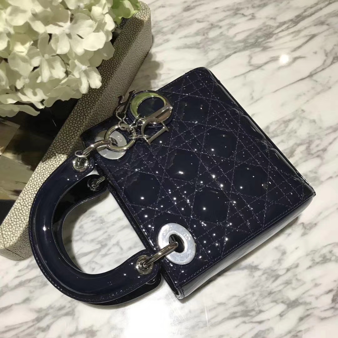 Dior 迪奥 mini 漆皮 戴妃包 Lady Dior 完美 ZP打版 海军蓝
