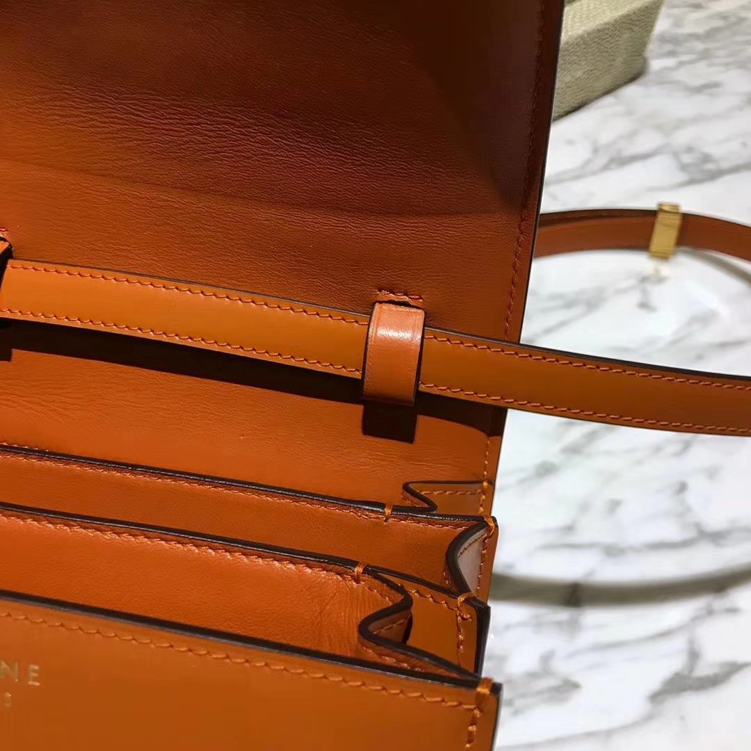 Celine 思琳 box 豆腐包 焦糖色 中号24cm 原厂进口头层牛皮 广州女包批发 