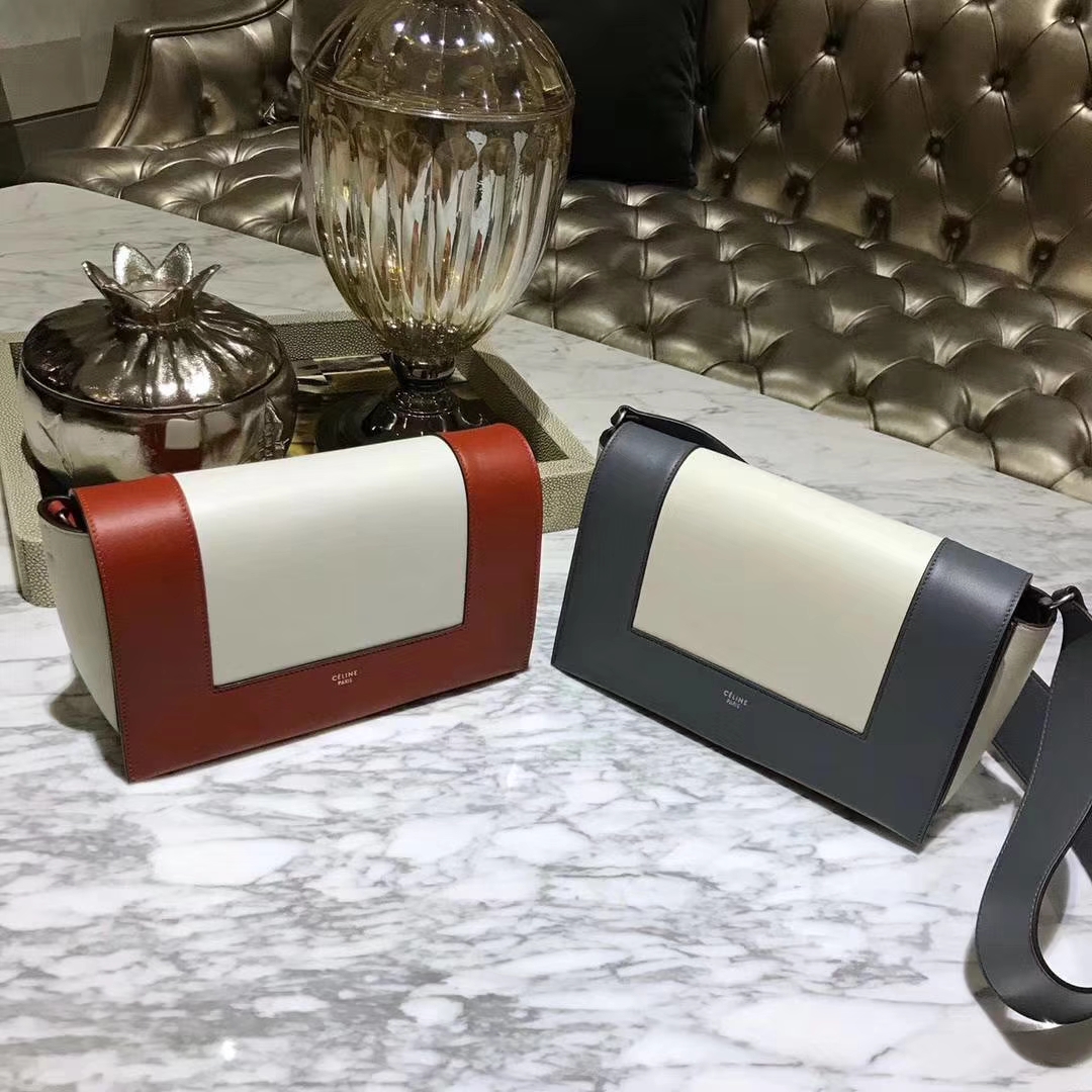 Celine 思琳 Frame 橄榄绿拼浅绿色 焦糖色拼白色 铁灰色拼白色 容量大 搭配皮肩带 一件代发  代购品质