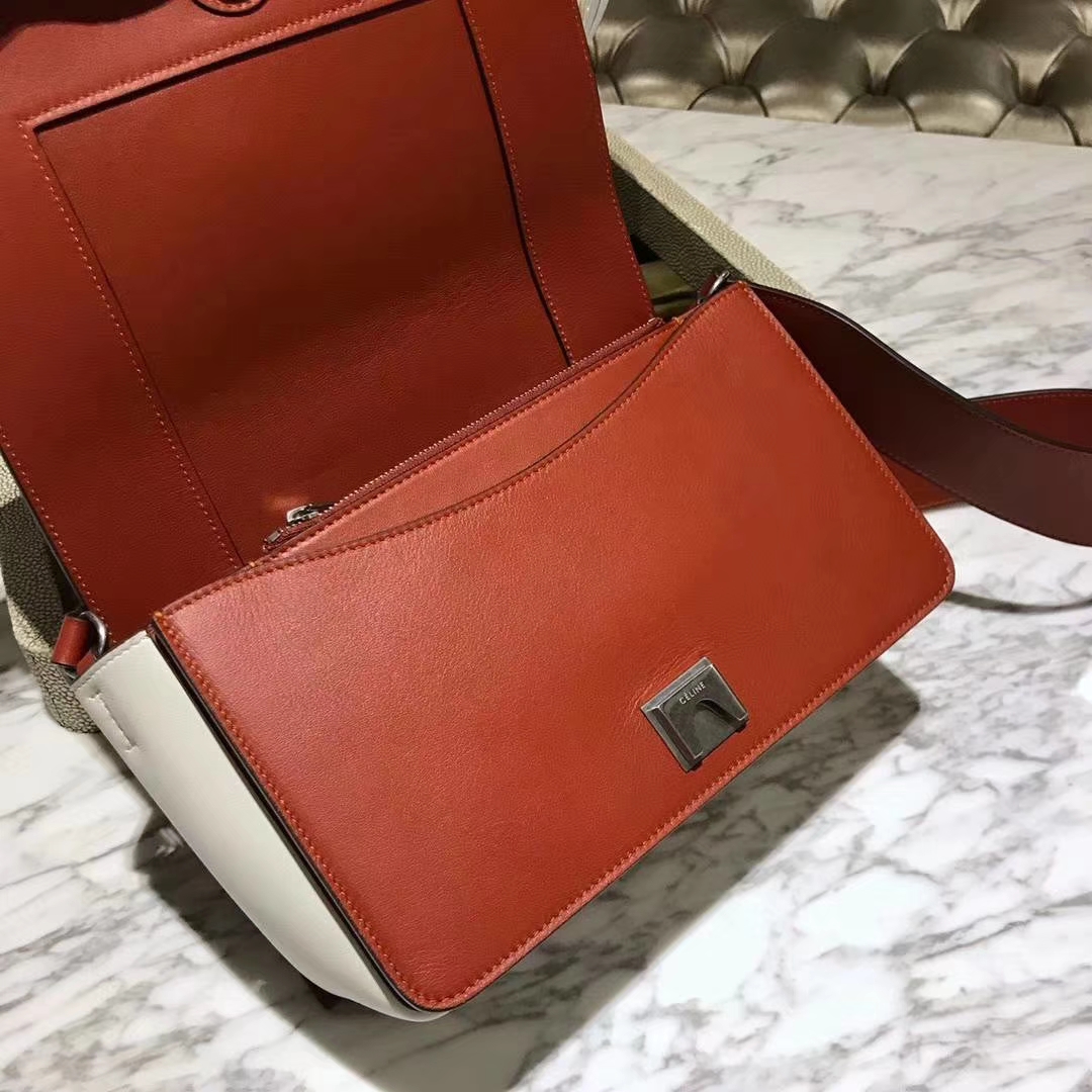 Celine 思琳 Frame 焦糖色拼白色 容量大 搭配皮肩带 一件代发 代购品质