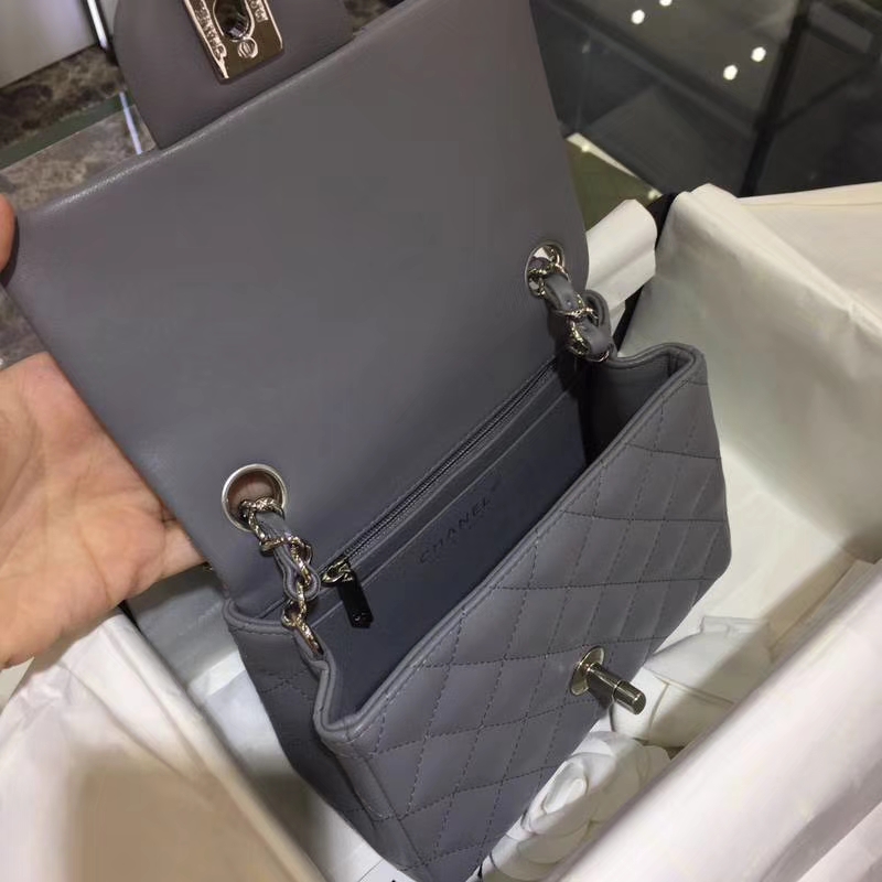 Chanel 香奈儿 羊皮 锡器灰 17cm 银扣 现货
