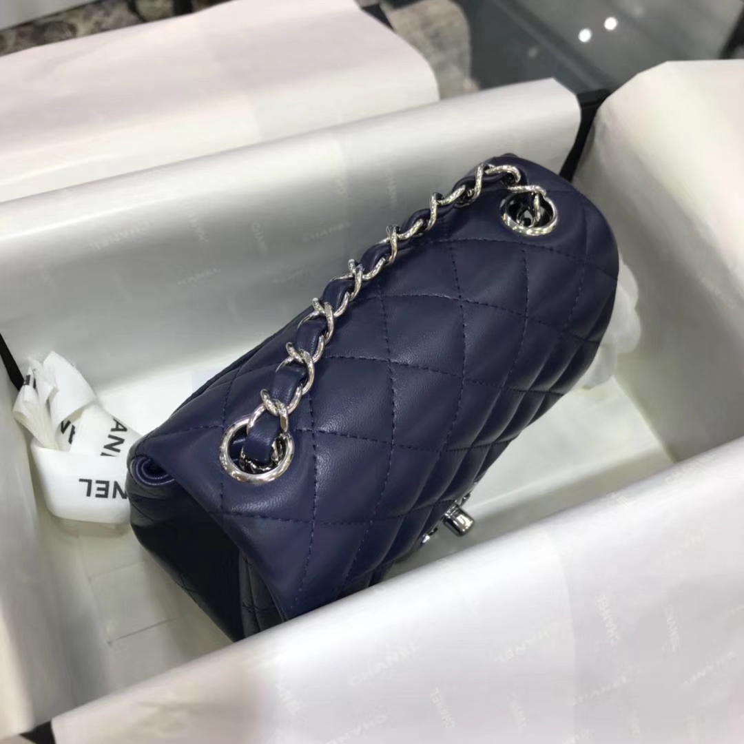 Chanel 香奈儿 方胖子 17cm 原厂皮小羊皮 宝石蓝