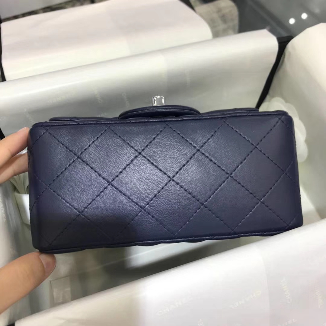 Chanel 香奈儿 方胖子 17cm 原厂皮小羊皮 宝石蓝