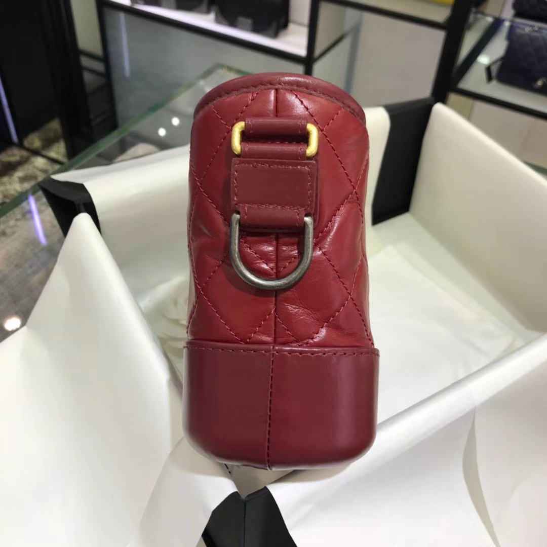 Chanel 香奈儿 Gabrielle 20cm 原厂树膏皮 酒红色
