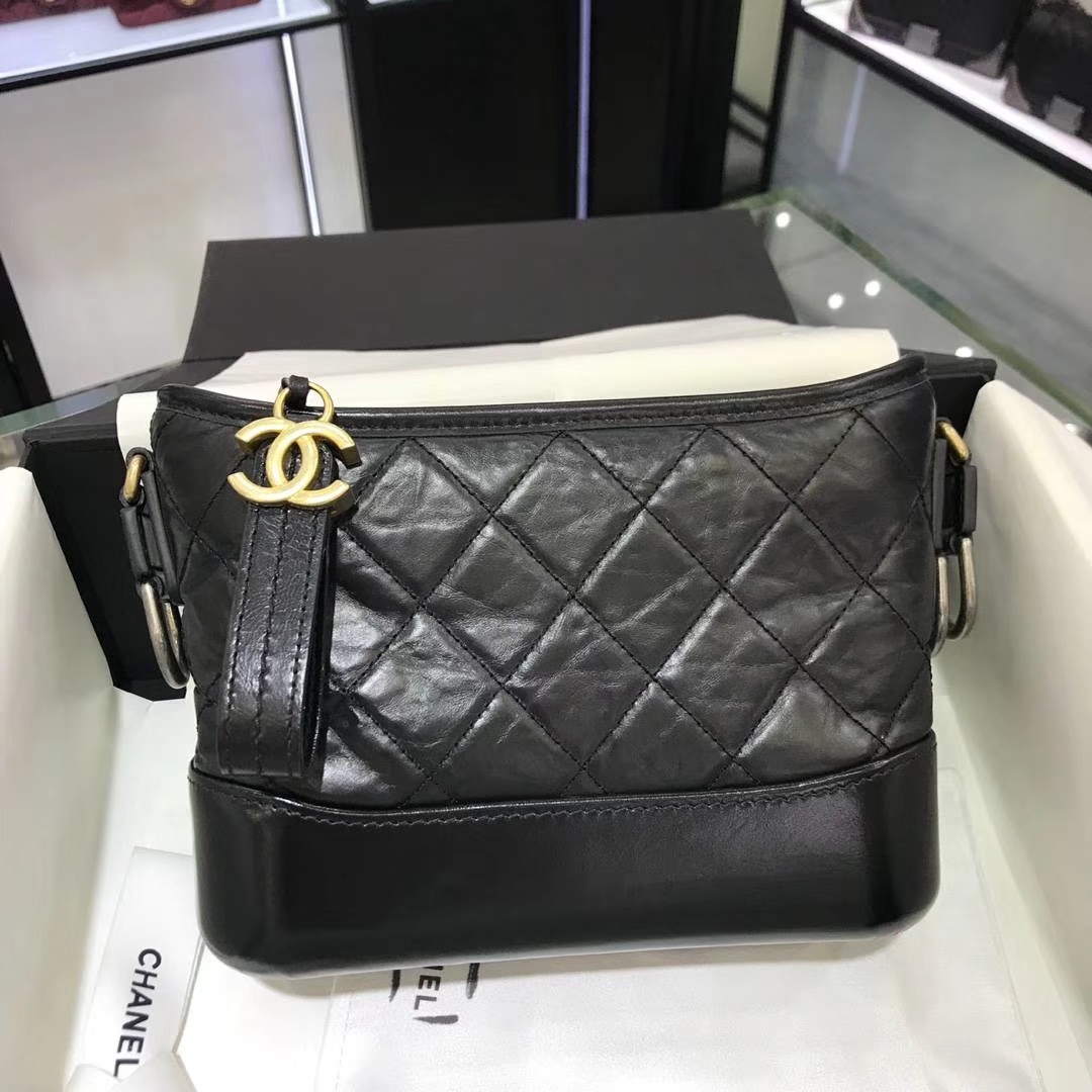Chanel 香奈儿 Gabrielle 20cm 原厂树膏皮 黑色