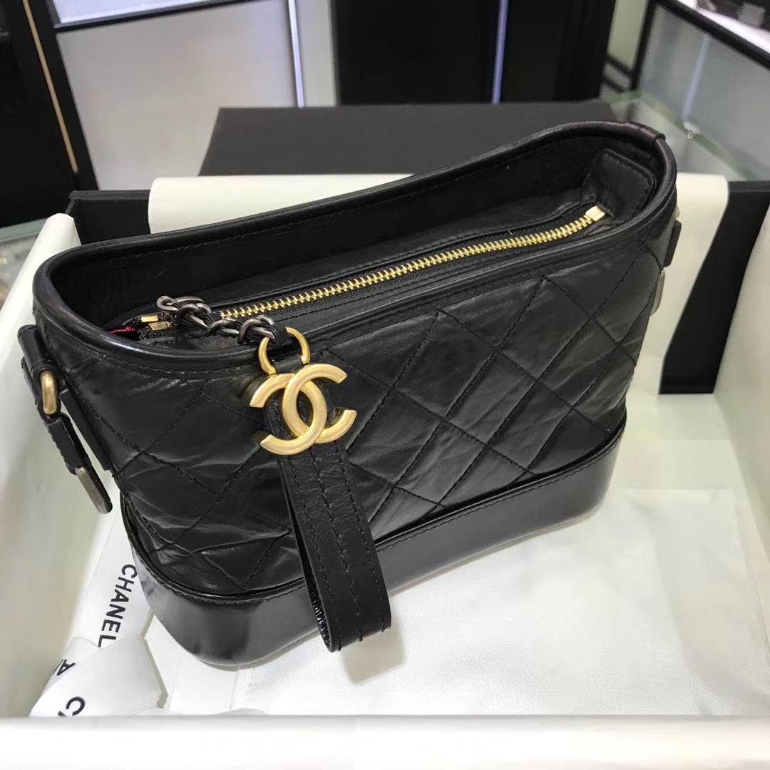 Chanel 香奈儿 Gabrielle 20cm 原厂树膏皮 黑色