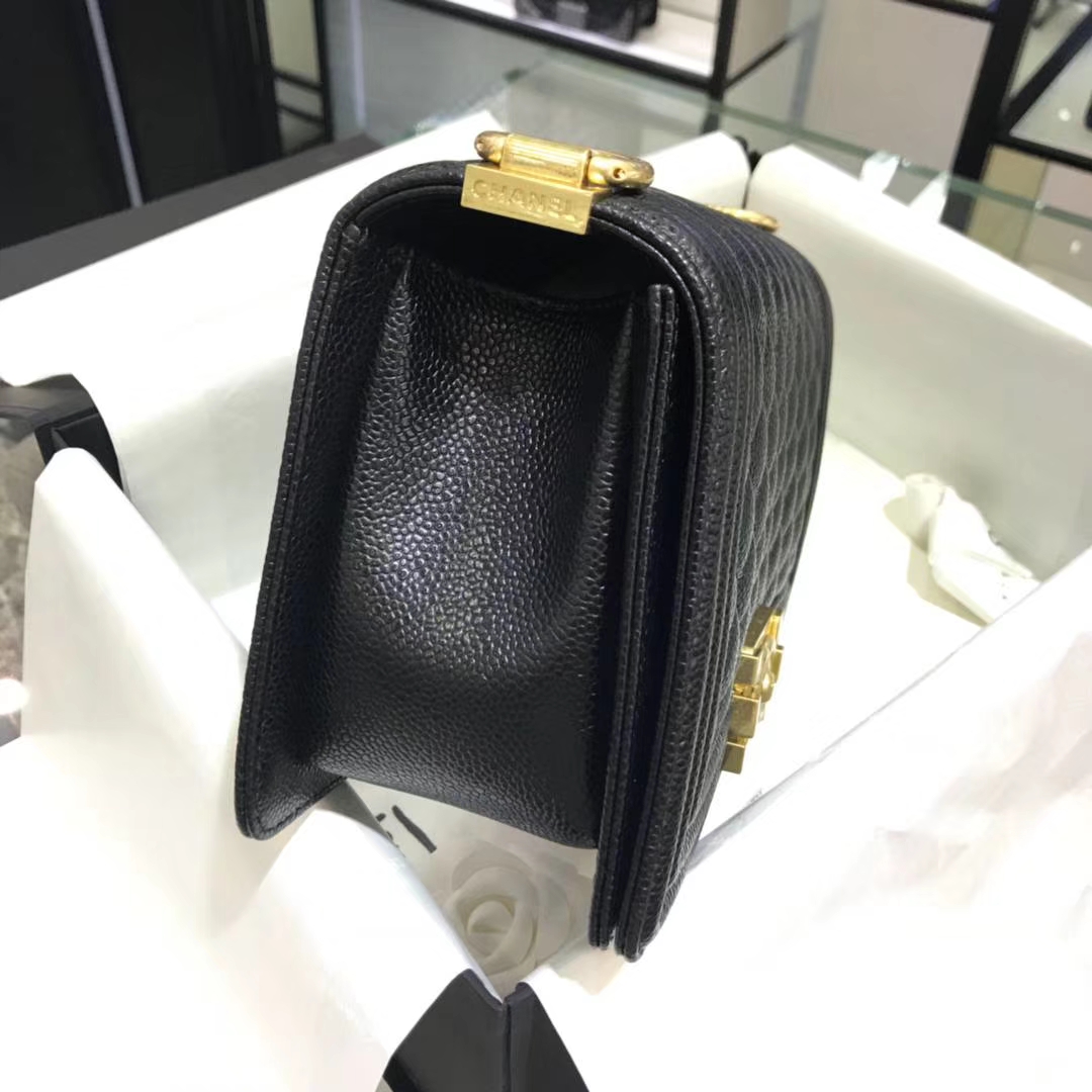 Chanel 香奈儿 Leboy  25cm 原厂皮鱼子酱 黑色 亚金