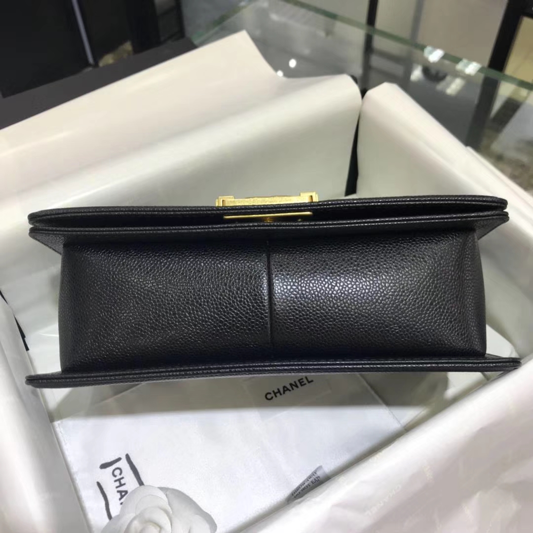 Chanel 香奈儿 Leboy  25cm 原厂皮鱼子酱 黑色 亚金