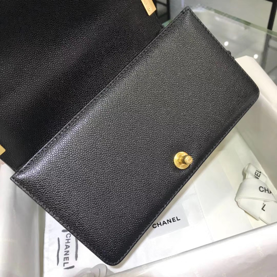 Chanel 香奈儿 Leboy  25cm 原厂皮鱼子酱 黑色 亚金