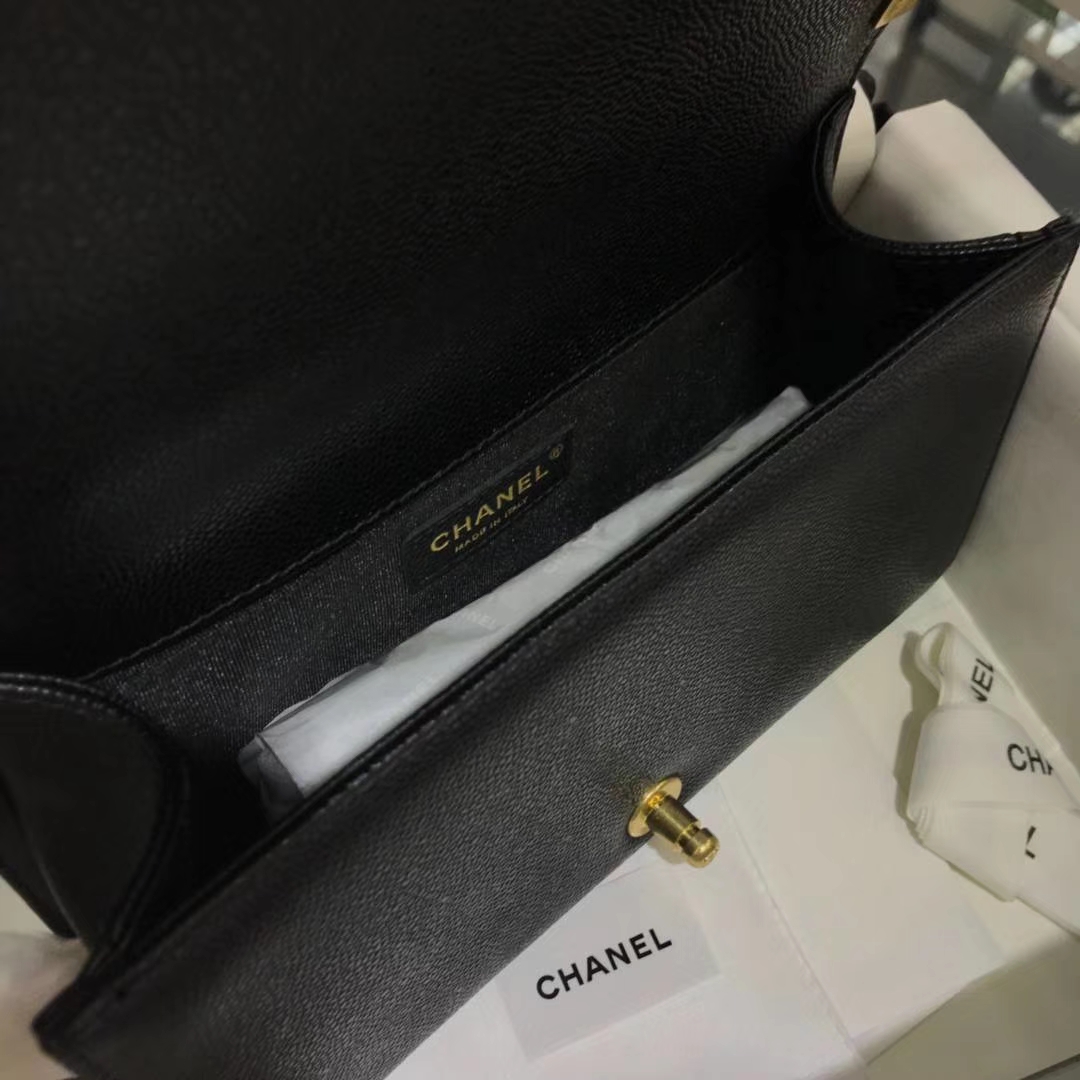 Chanel 香奈儿 Leboy  25cm 原厂皮鱼子酱 黑色 亚金