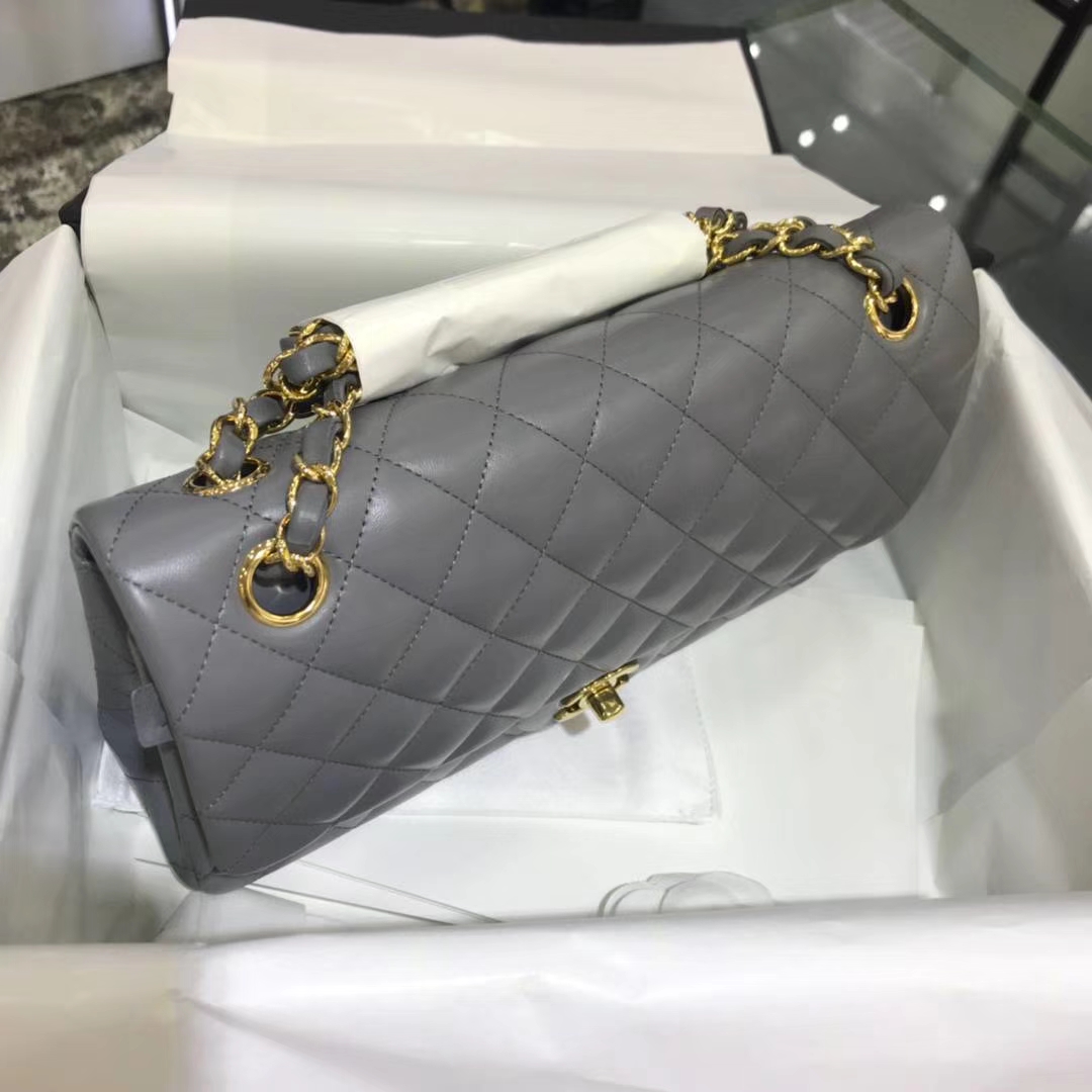 Chanel 香奈儿 CF经典系列 25cm 原厂皮小羊皮 锡器灰 金色五金