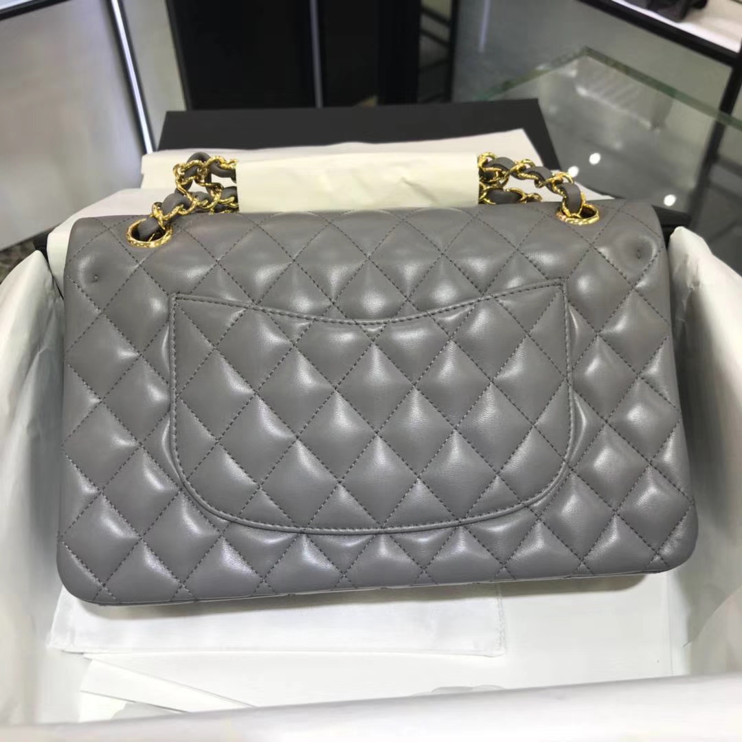 Chanel 香奈儿 CF经典系列 25cm 原厂皮小羊皮 锡器灰 金色五金