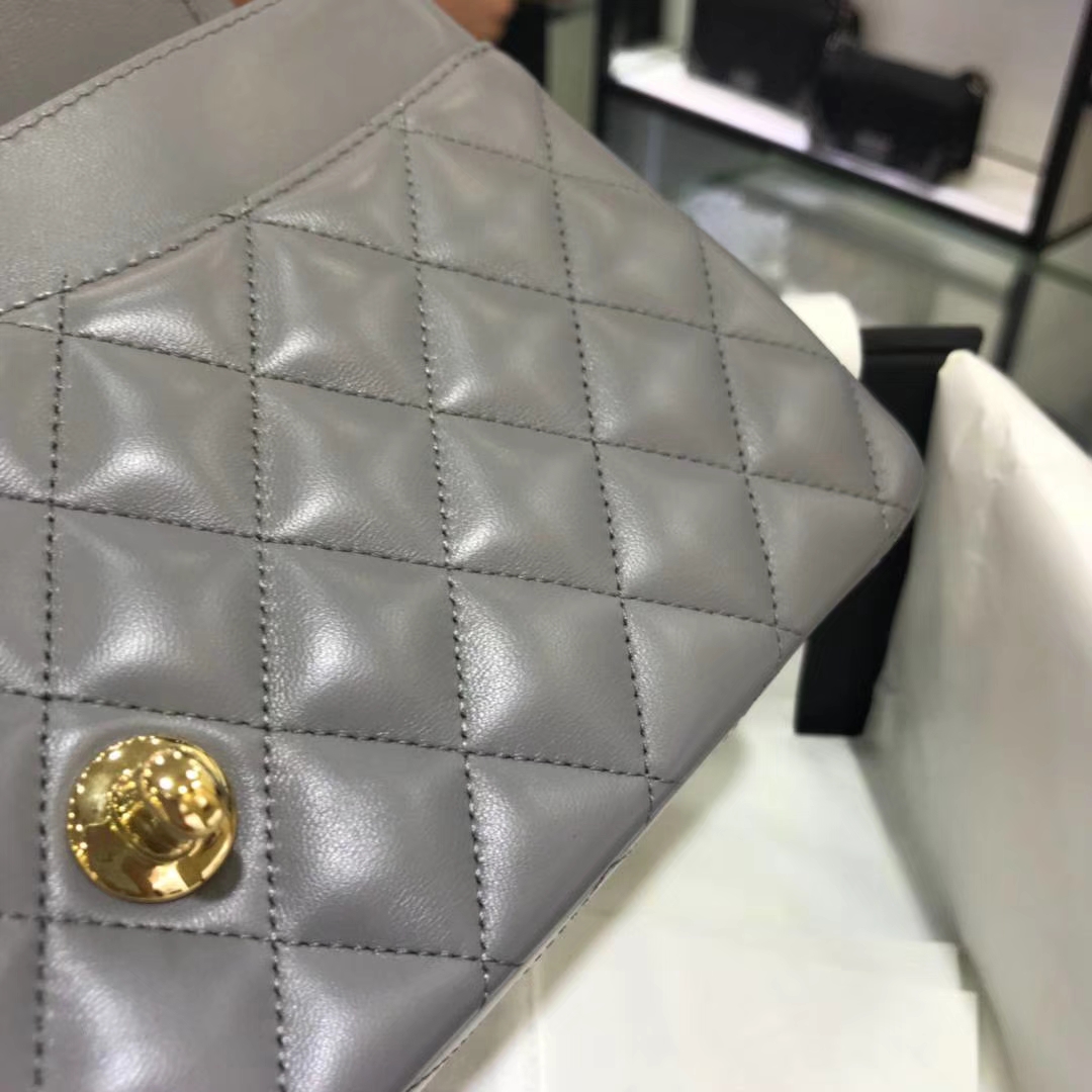 Chanel 香奈儿 CF经典系列 25cm 原厂皮小羊皮 锡器灰 金色五金