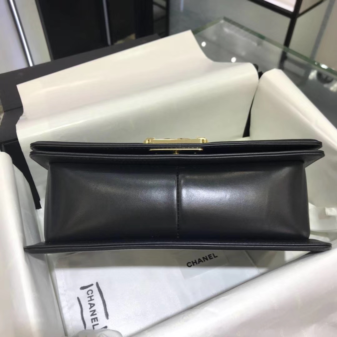 Chanel 香奈儿 Leboy 25cm 原厂皮小羊皮 黑色 亚金五金