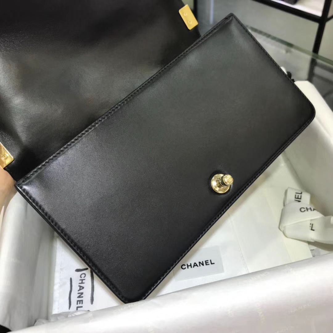 Chanel 香奈儿 Leboy 25cm 原厂皮小羊皮 黑色 亚金五金