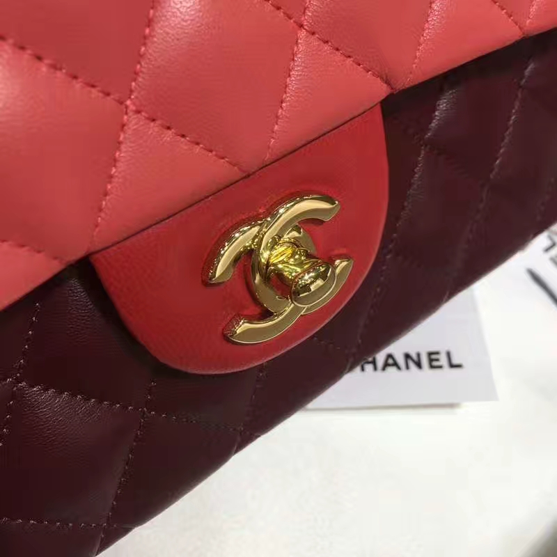 Chanel 香奈儿 CF 经典系列 小羊皮 拼色 25cm 金扣