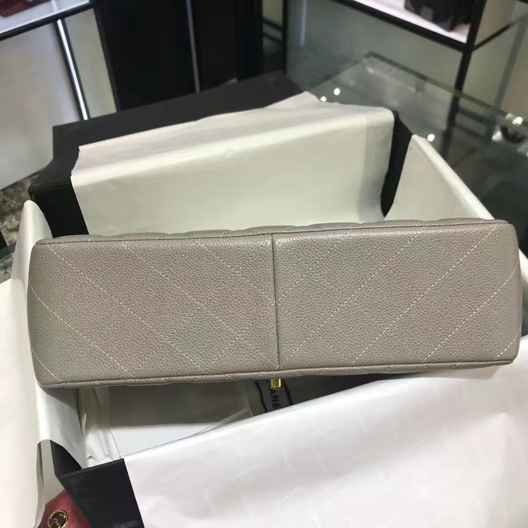 Chanel 香奈儿 Cf系列  30cm 原厂皮鱼子酱 大象灰 金色五金