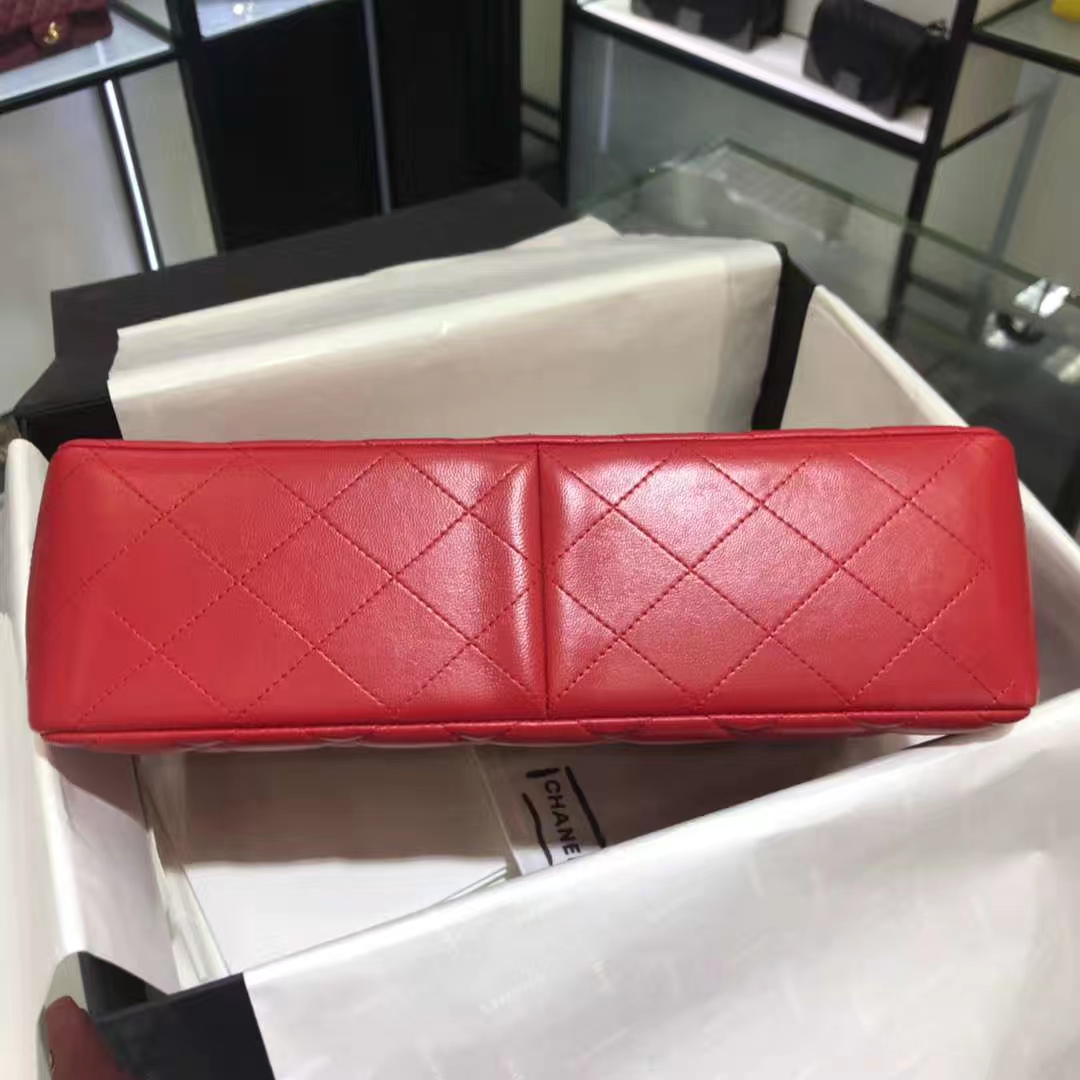 Chanel 香奈儿 Cf系列  30cm 原厂皮小羊皮 大红 金色五金
