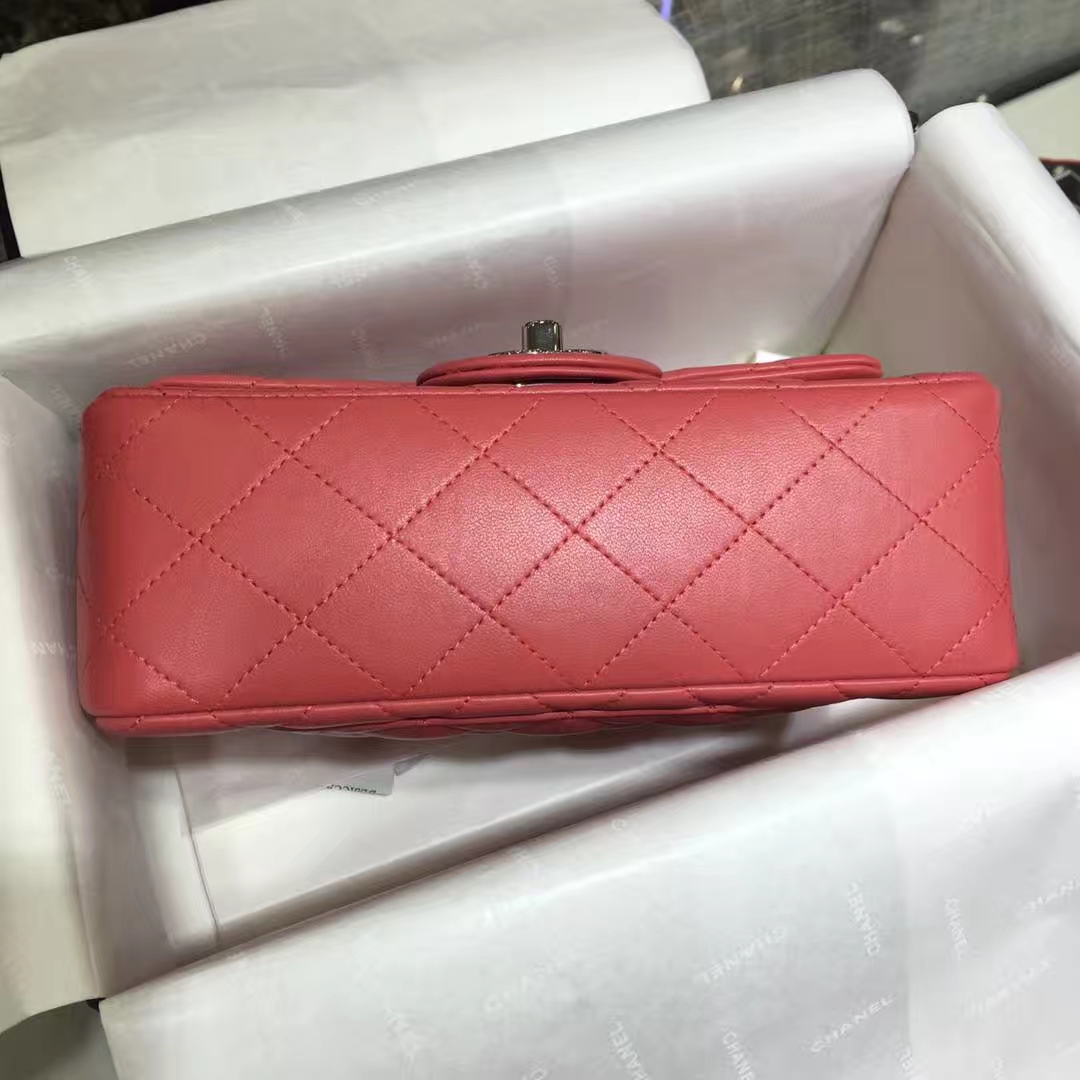 Chanel Classic Flap 20cm 原厂皮小羊皮 西瓜红 银扣