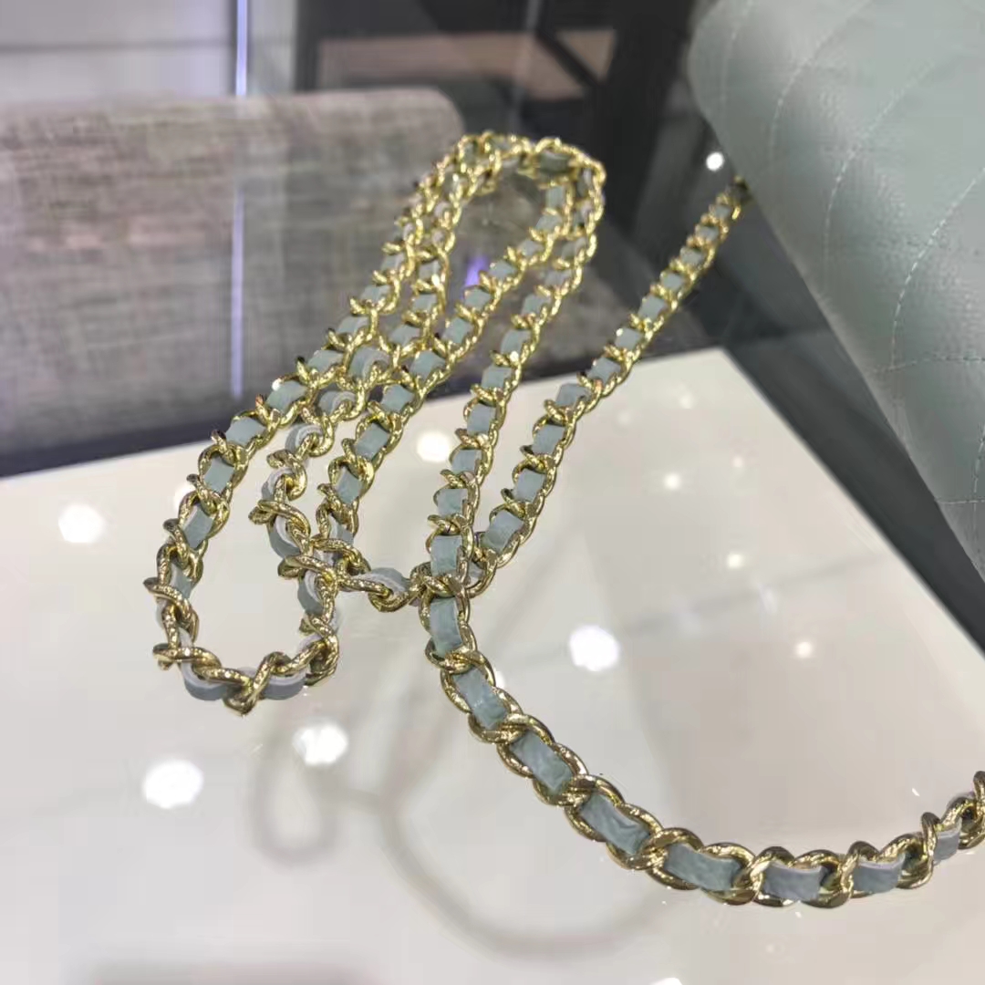 Chanel 香奈儿 WOC 19cm 原厂皮小鱼子酱 抹茶绿 香槟金