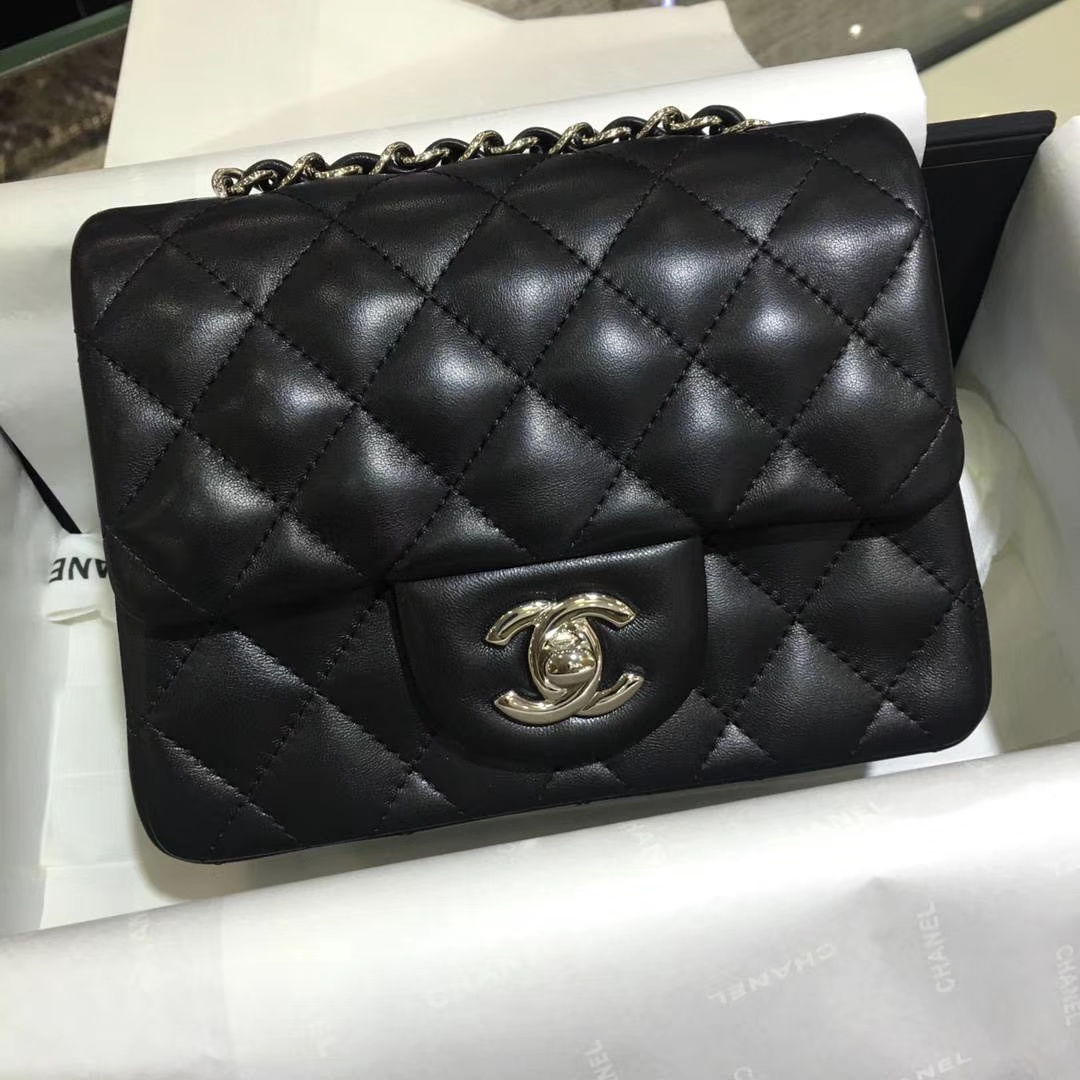 Chanel  香奈儿  Cf系列 17cm 原厂皮 小羊皮 黑色 银扣