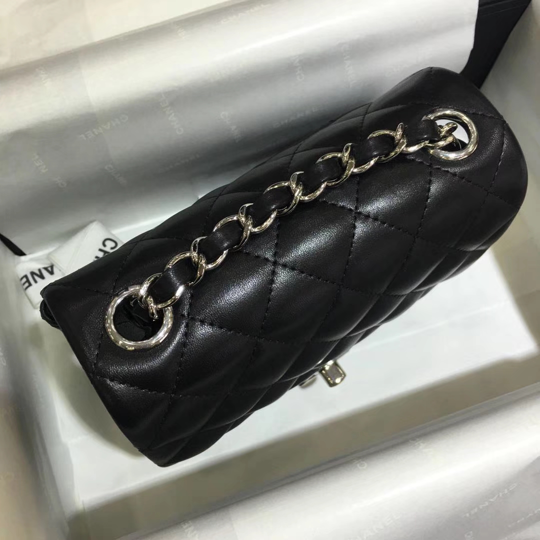 Chanel  香奈儿  Cf系列 17cm 原厂皮 小羊皮 黑色 银扣