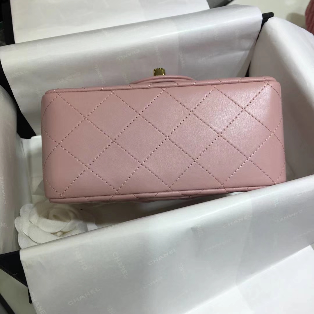 Chanel 香奈儿 Cf系列 17cm 原厂皮小羊皮 浅粉 金扣