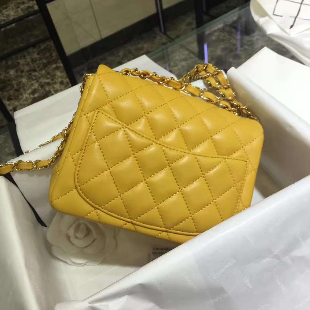Chanel 香奈儿 Cf系列 17cm～原厂皮小羊皮 芒果黄 金扣