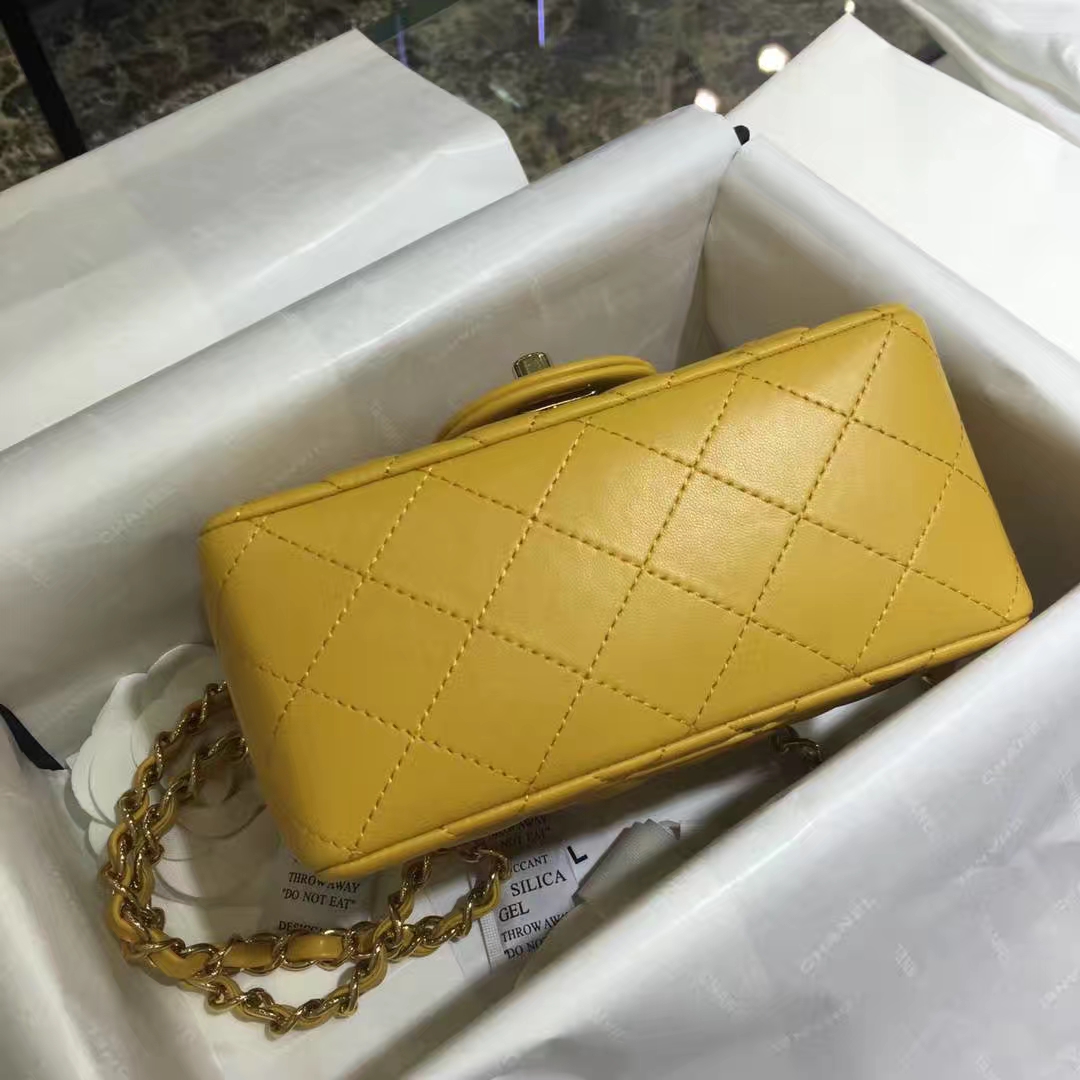 Chanel 香奈儿 Cf系列 17cm～原厂皮小羊皮 芒果黄 金扣