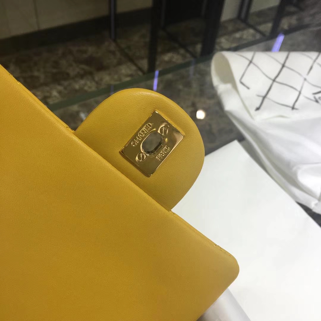 Chanel 香奈儿 Cf系列 17cm～原厂皮小羊皮 芒果黄 金扣