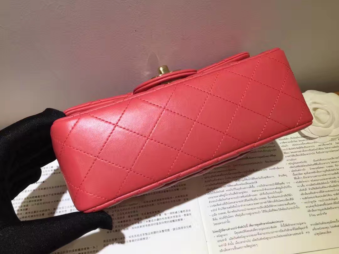 Chanel 香奈儿 Cf系列 20cm 原厂皮小羊皮 西瓜红 金扣