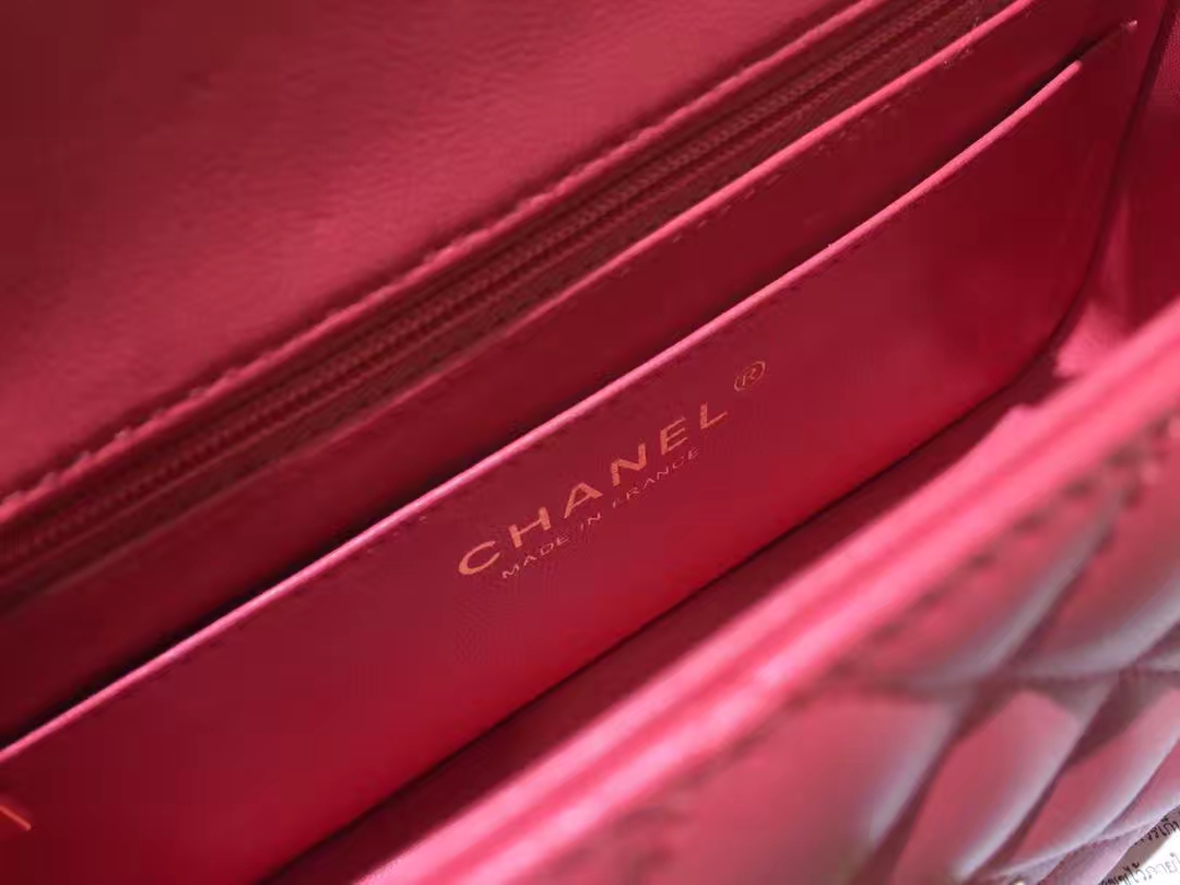 Chanel 香奈儿 Cf系列 20cm 原厂皮小羊皮 西瓜红 金扣