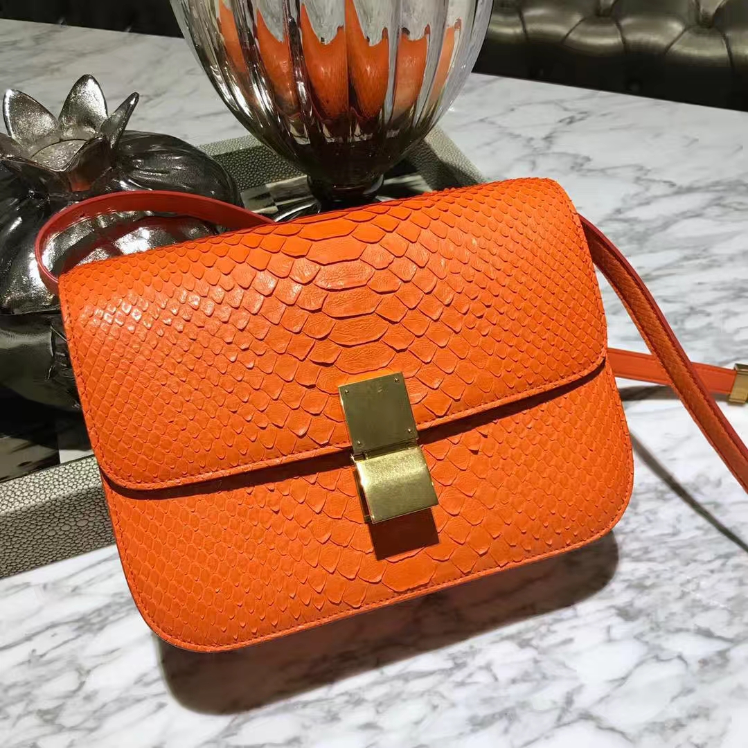 Celine 思琳 box豆腐包 蛇皮经典橙 天后王菲的最爱