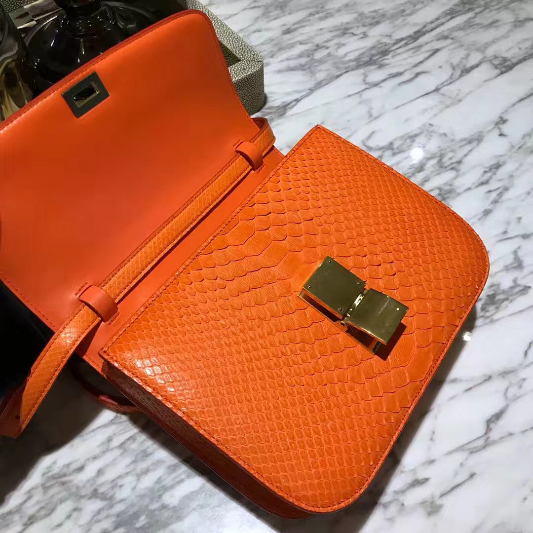 Celine 思琳 box豆腐包 蛇皮经典橙 天后王菲的最爱