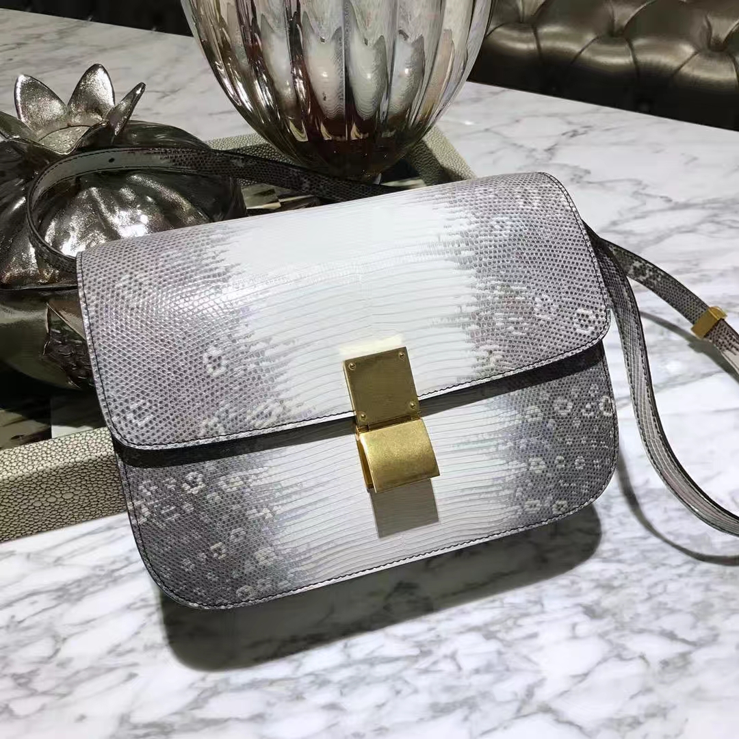 CÉLINE思琳 box 豆腐包  蜥蜴皮 原花色