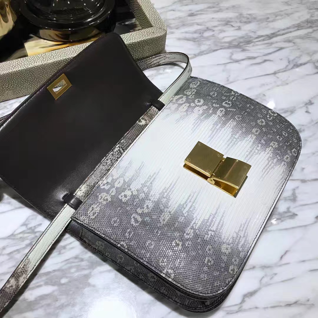 CÉLINE思琳 box 豆腐包  蜥蜴皮 原花色