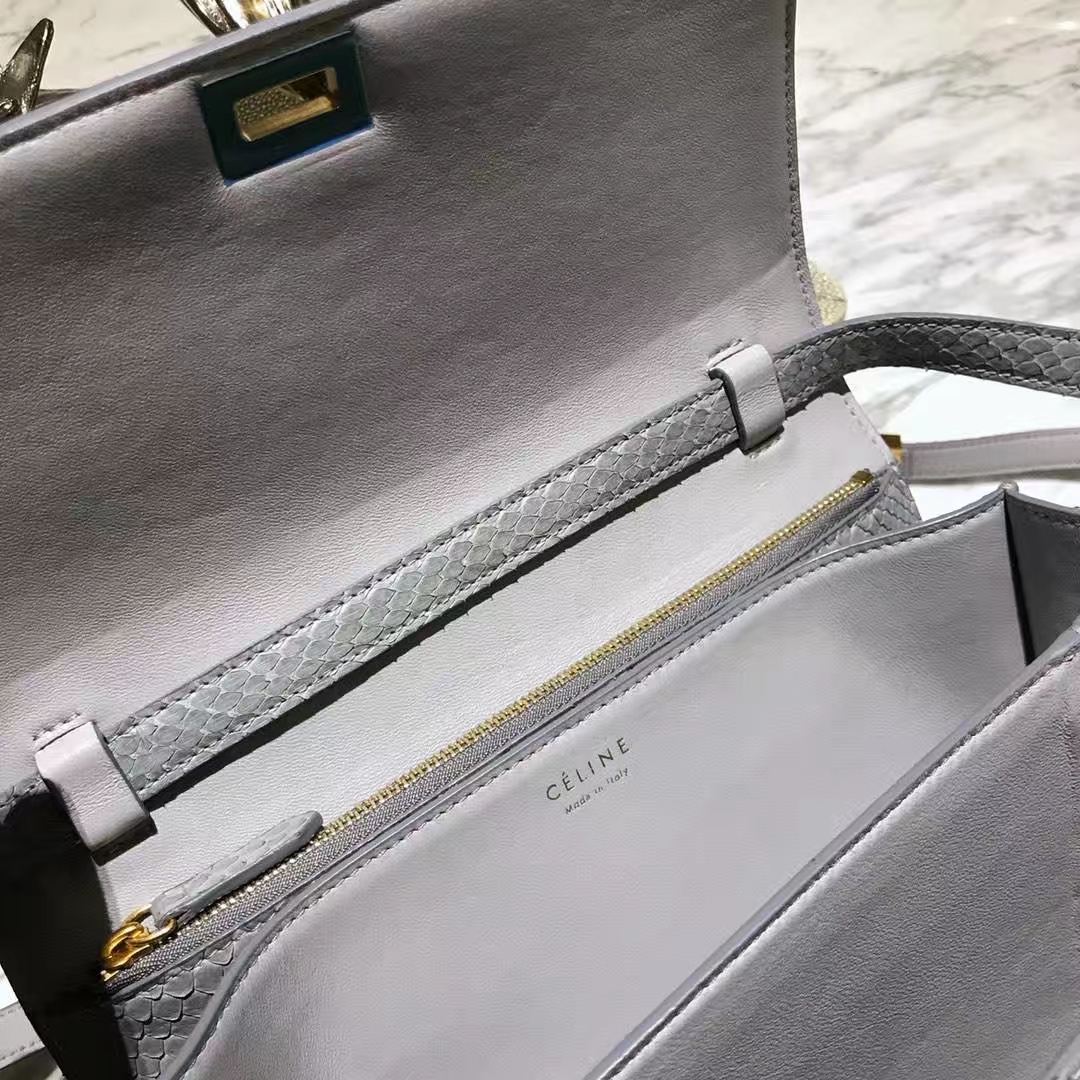 CÉLINE思琳 box 豆腐包 印尼进口蟒蛇 浅灰色